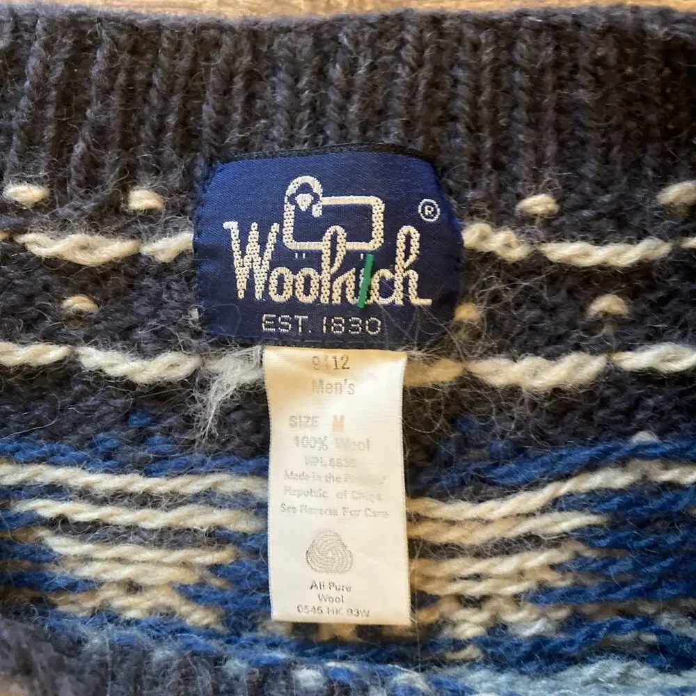 Woolrich Duck Mallard Graphic Knit Sweater Pullover 100% Wool Size Medium